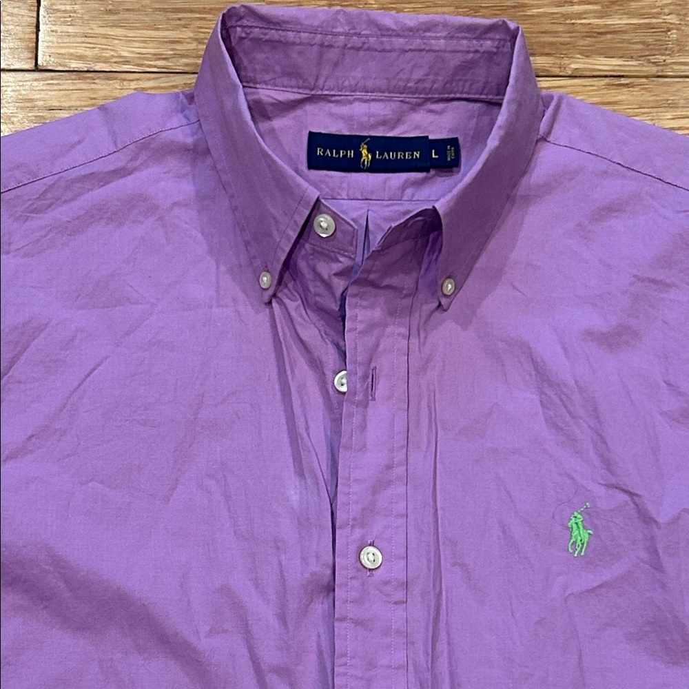 Ralph Lauren Men's Normcore Casual Purple Button Down Shirt w/Teal Pony Large